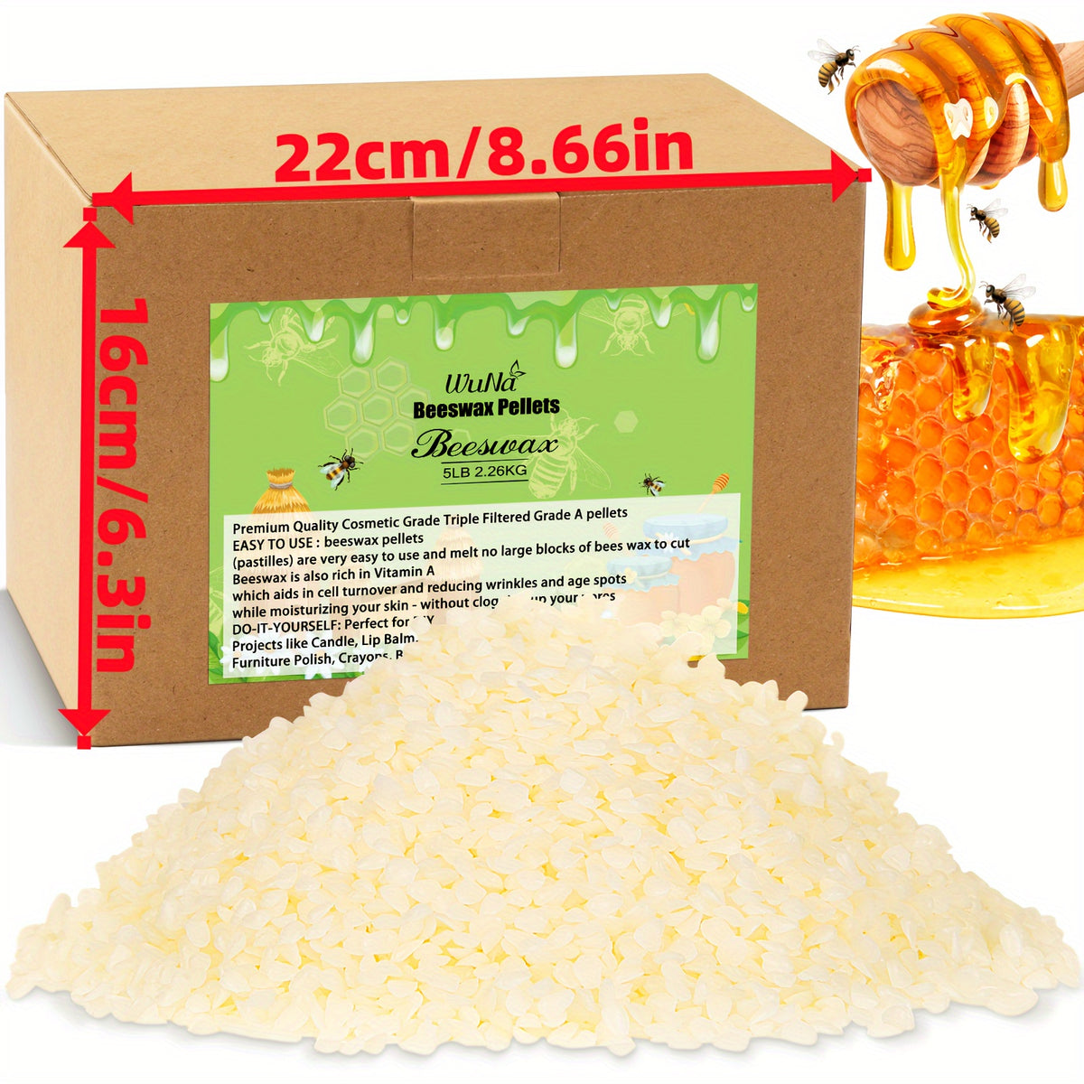 Beeswax Granules White 5LB for Candle Making and DIY Wax Crafts, Listed Triple-Filtered Wax Supply for Adult Hobby Projects and Handmade Gift Preparation