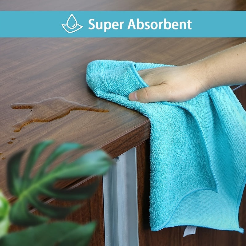 Random-Color Microfiber Cleaning Cloths in Eight, Sixteen or Thirty-Two Piece Options, Reusable Household Wipes for Compatible Kitchen, Car and Furniture Surfaces
