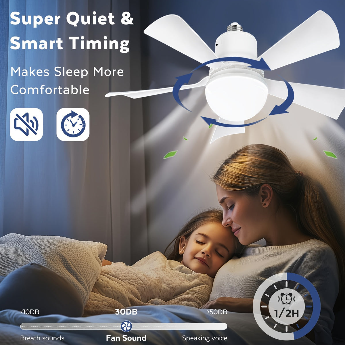 20.5 Inch Socket Fan Light with Remote, E26 Base Screw-In Ceiling Fan with Dimmable Light, Small Ceiling Fan for Garage, Bathroom, Bedroom and Kitchen Cooling and Illumination, White