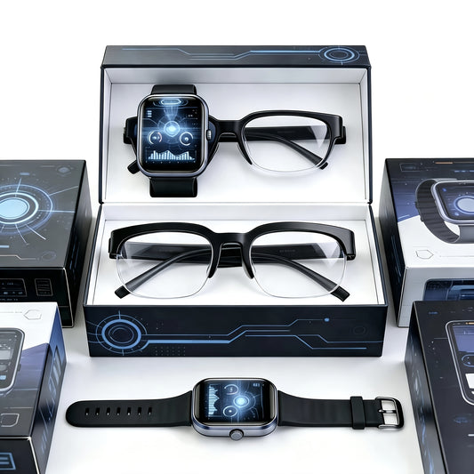AI Translation Glasses Set with Touchscreen Smartwatch, Listed 164-Language Support, Music Playback, Sports Modes and Daily Reminders