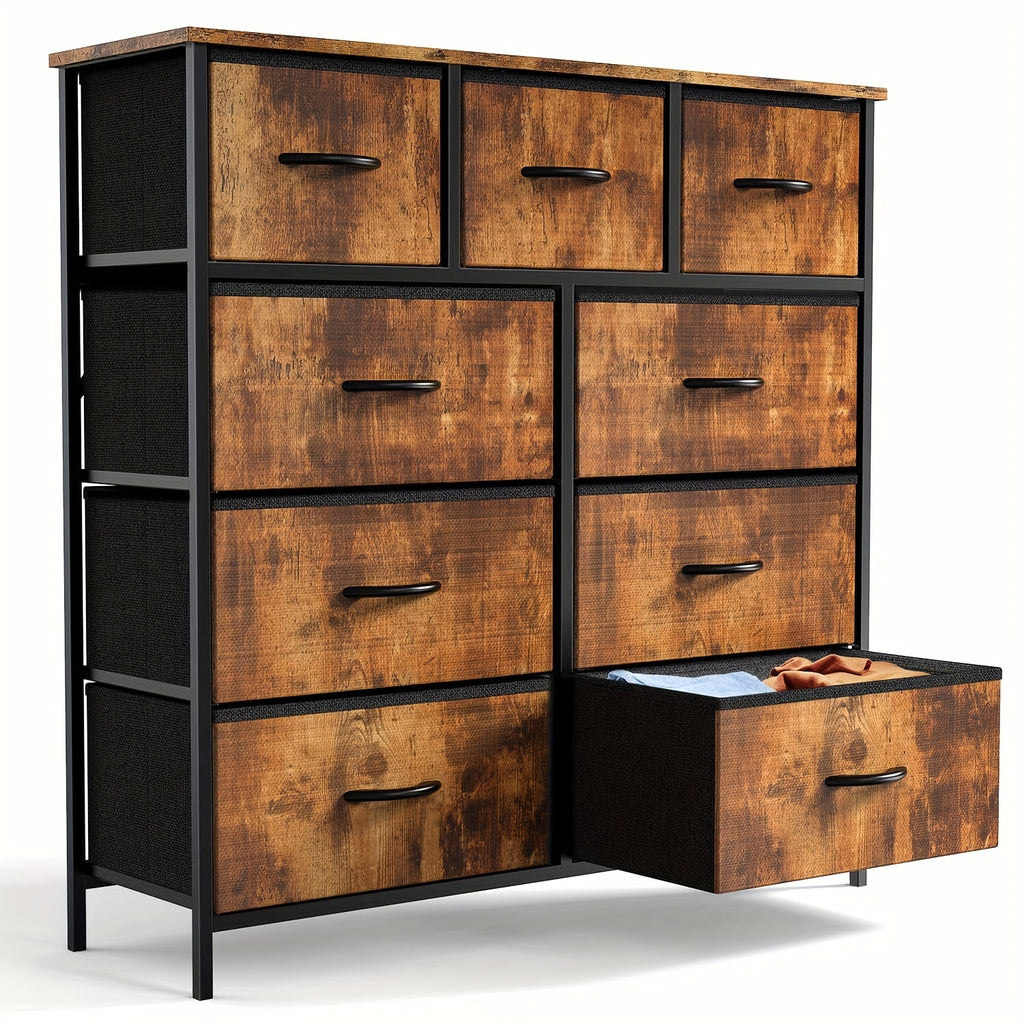 Multi-Drawer Fabric Storage Cabinet with Wooden Top, Four, Five, Seven or Eight Drawer Model Options for Closet, Entryway and Living Room Home Organization