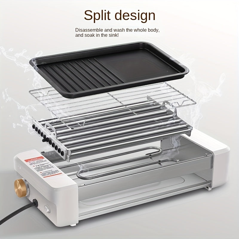 Countertop Sausage Grill with Adjustable Temperature, Nonstick Pan and Detachable Panel, Listed 4-in-1 Cooking Design with White or Black Gift Bag Option Labels