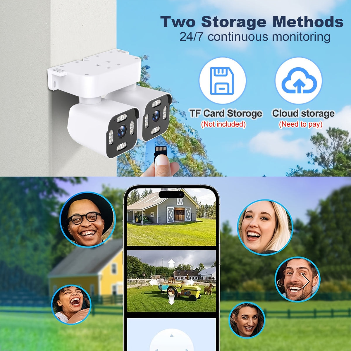 Xparkin WiFi Security Camera YH-A40S with Listed 5MP Dual-Lens PTZ, Full Color Night Vision, AI Motion Detection and Sound Alerts for Home Monitoring
