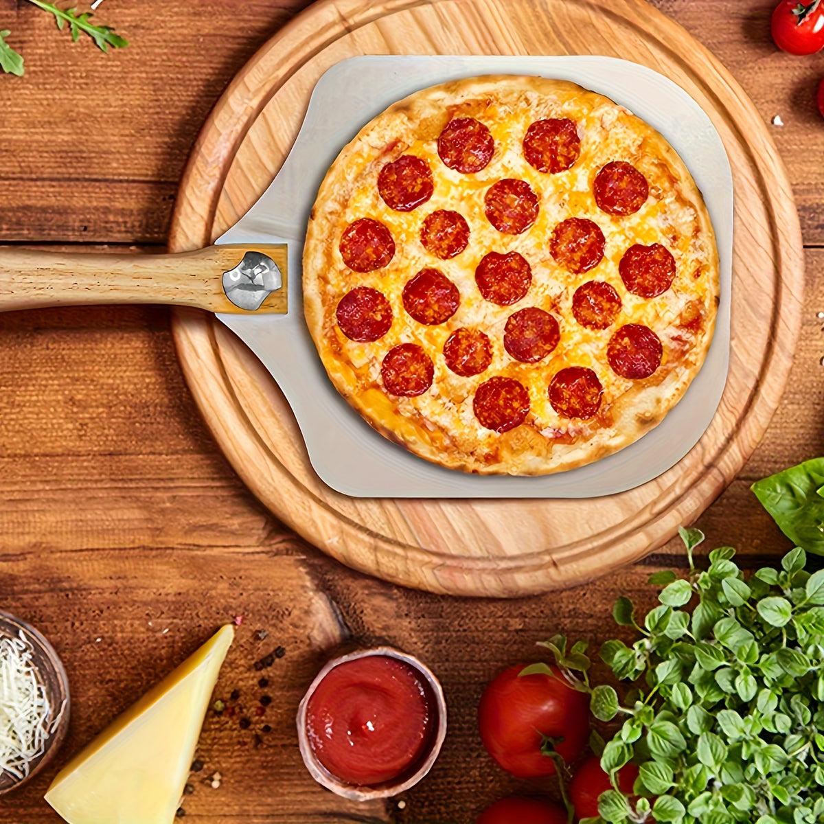 Pizza Tool Set, Seven-Piece Option with Listed Gloves, Oil Brush, Shovel and Knife for Homemade Pizza Preparation with Compatible Oven and BBQ Equipment