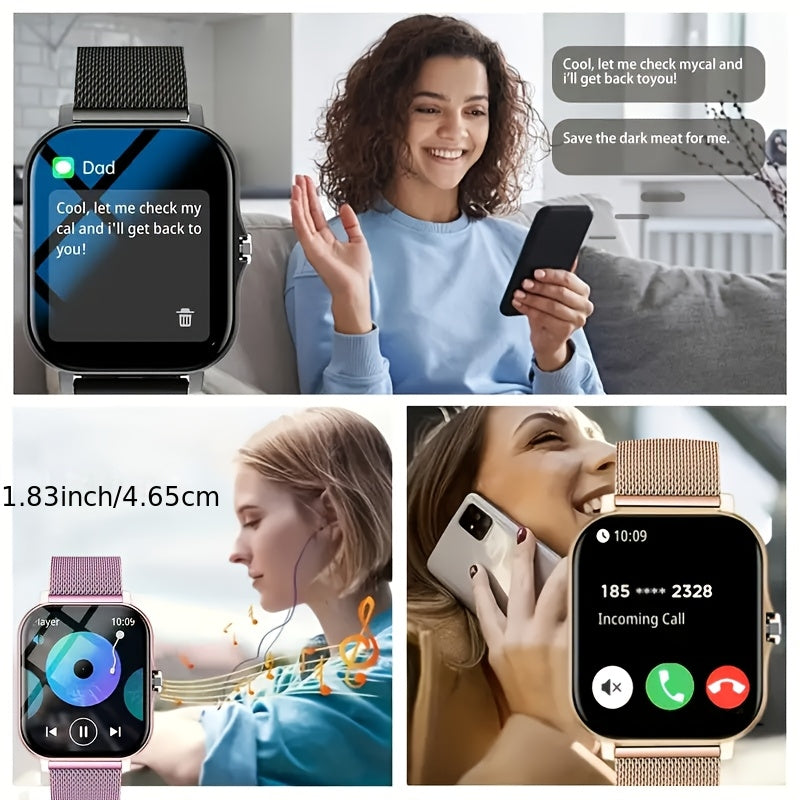 TFT Touchscreen Smartwatch with 1.83-Inch Display, Wireless Call Answering and Dialing, Message Reminders, USB Charging and Four Color Choices