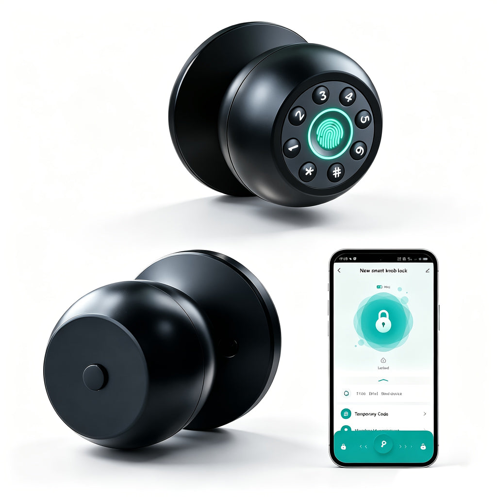 Aluminum Alloy Smart Door Lock with Listed App Key Access, Battery-Powered Wireless Design and Polished Finish, Black or Without Fingerprint Model Options