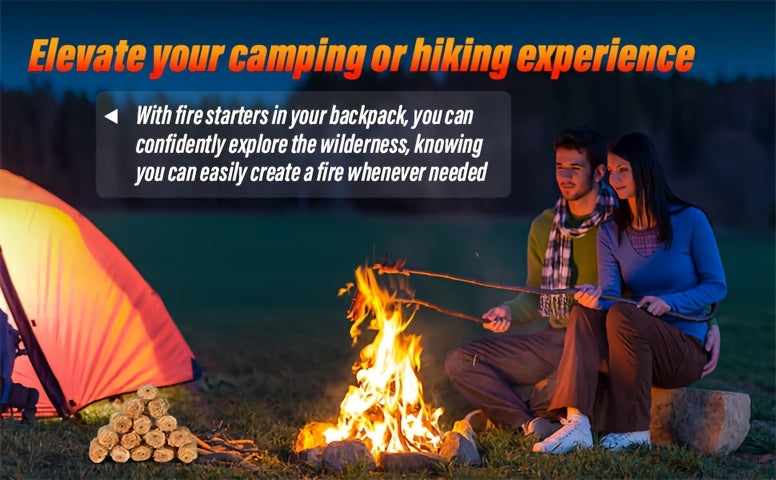 Campfire Fire Starters for Charcoal Grills, Fire Pits and Wood Stoves, Natural Firelighter Packs with 24, 60 Get 72 or 144-Piece Selection Options