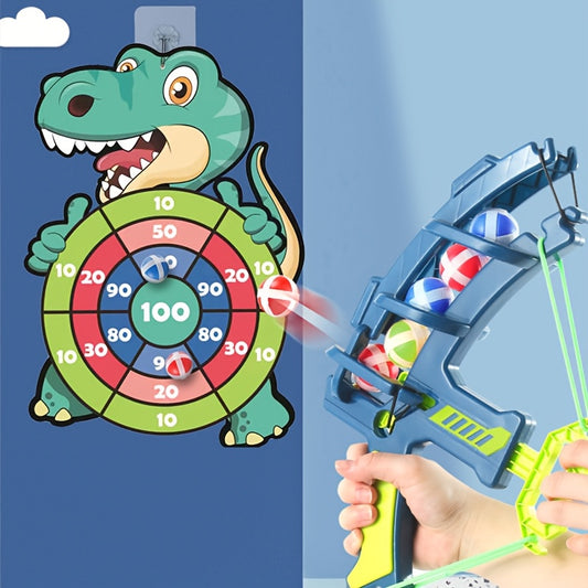 Dinosaur Sticky Target Ball Set with Blue Bow Wording, One-Set Option for Supervised Party Games, Family Gatherings and Birthday or Holiday Gift Ideas