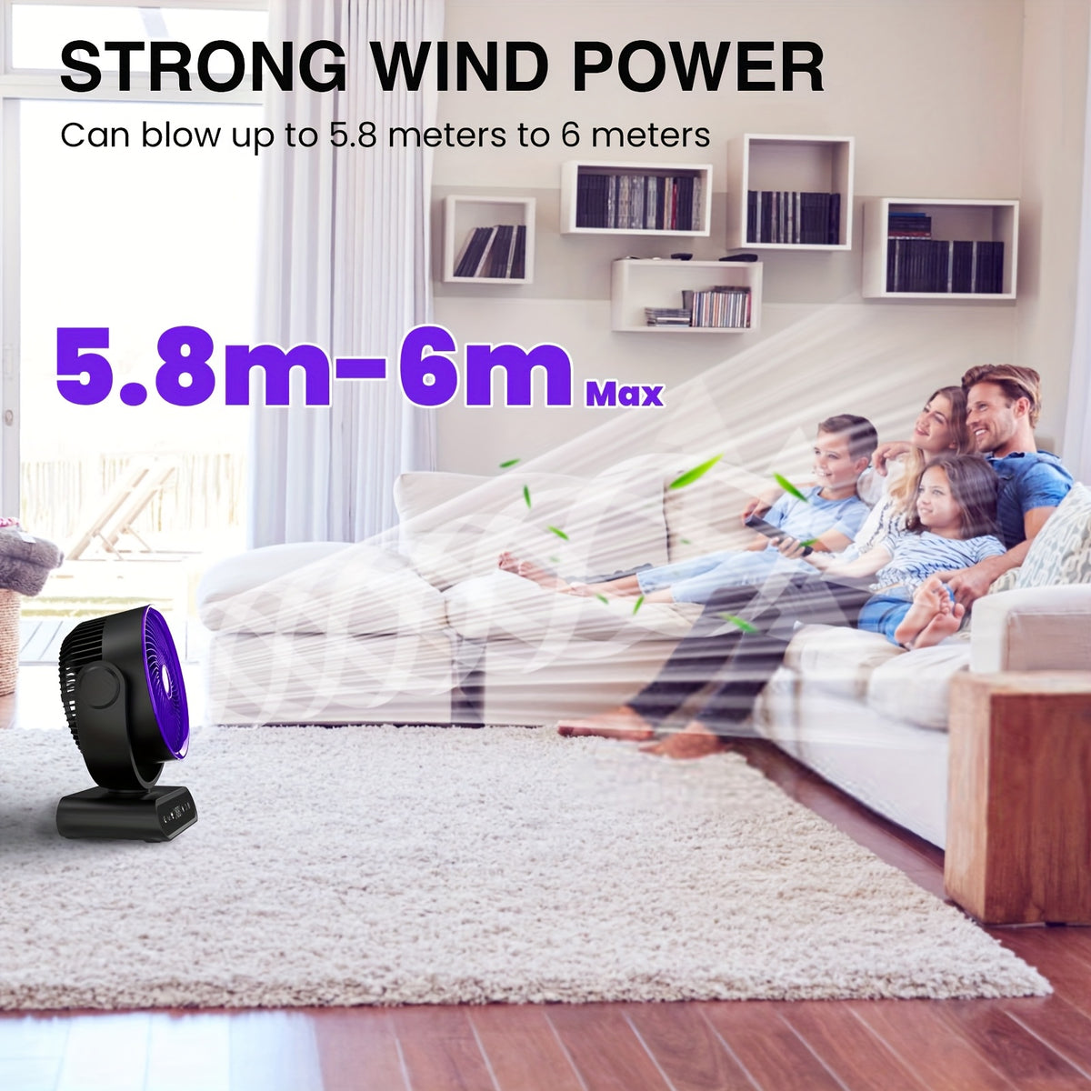 9-Inch Oscillating Camping Fan with Remote Control, 5 Speeds and 12 Warm LEDs, Listed 20000mAh or 40000mAh Options for Campsite Airflow and Home Use