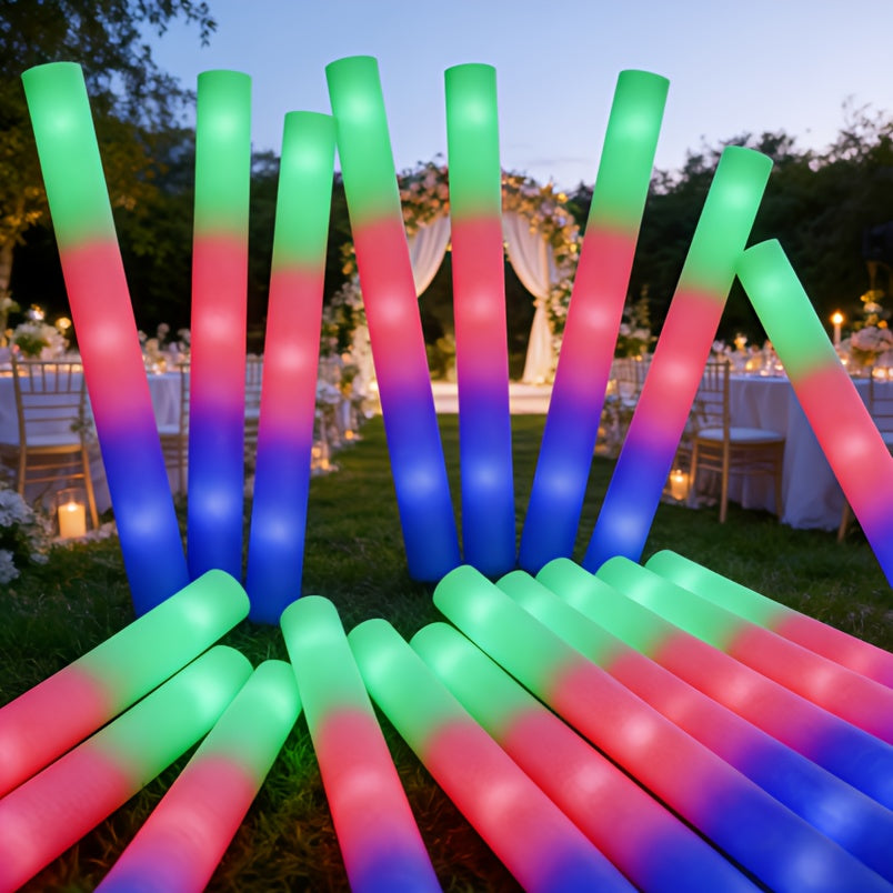 Multicolor LED Foam Glow Sticks, 30-Piece Colorful Party Wand Pack with Flashing Mode References for Weddings, Birthdays, Graduations and Holiday Celebrations