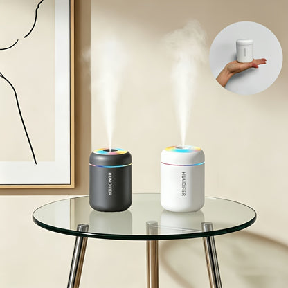 Cool Mist Aromatherapy Diffuser with 300ml Tank and Seven-Color LED Night Light, Black USB-Powered Humidifier for Bedroom, Desk and Home Office Atmosphere