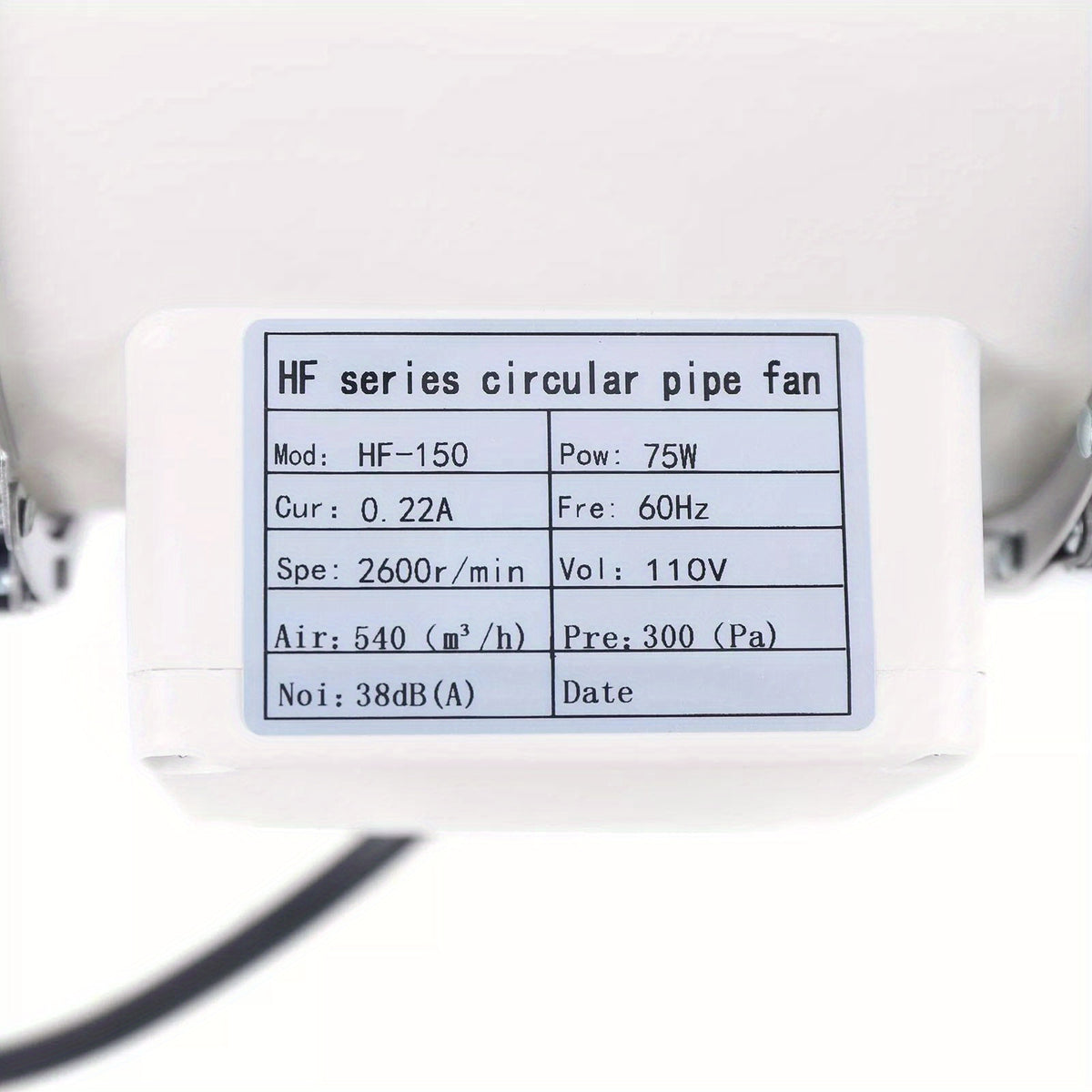 6 Inch Inline Duct Fan 540 CFM, Quiet 75W Ventilation Exhaust Blower for Grow Tents, Greenhouses, Bathrooms and HVAC Ducting, 110V 38dB Low Noise with Detachable Body for Easy Cleaning, White