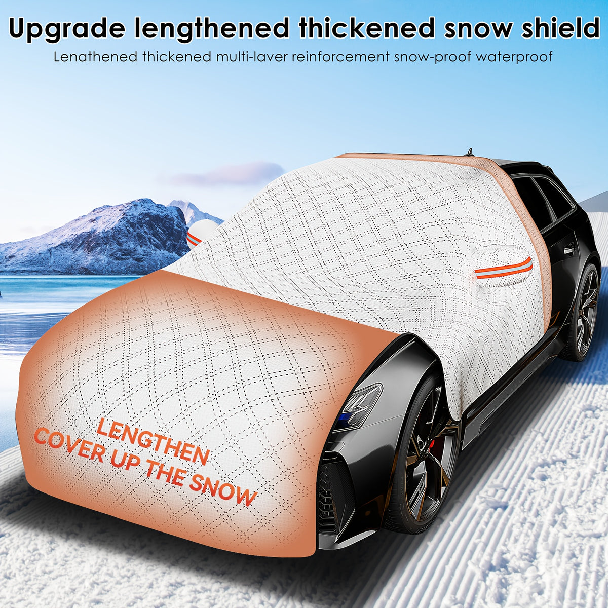 Front Windshield Snow Shield with Thickened Cloth Reference, One-Piece Car Window Cover for Parked Vehicle Frost, Snow and Seasonal Shade Use
