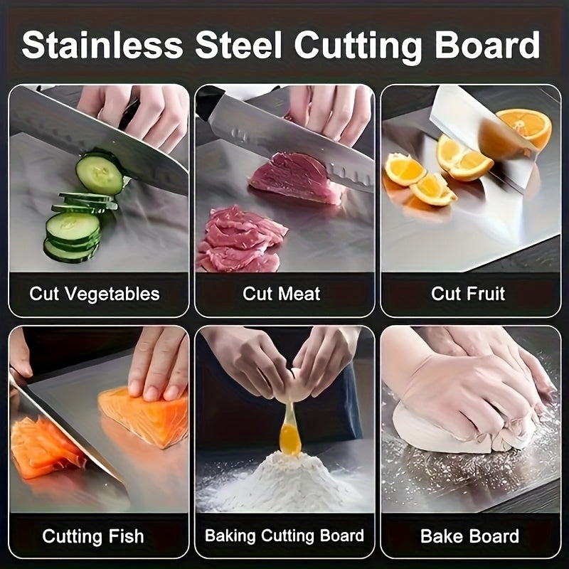 Stainless Steel Chopping Board in 1 or 2-Piece Options, Easy-Clean Kitchen Cutting Surface with Listed Space-Saving Design for Home Meal Preparation