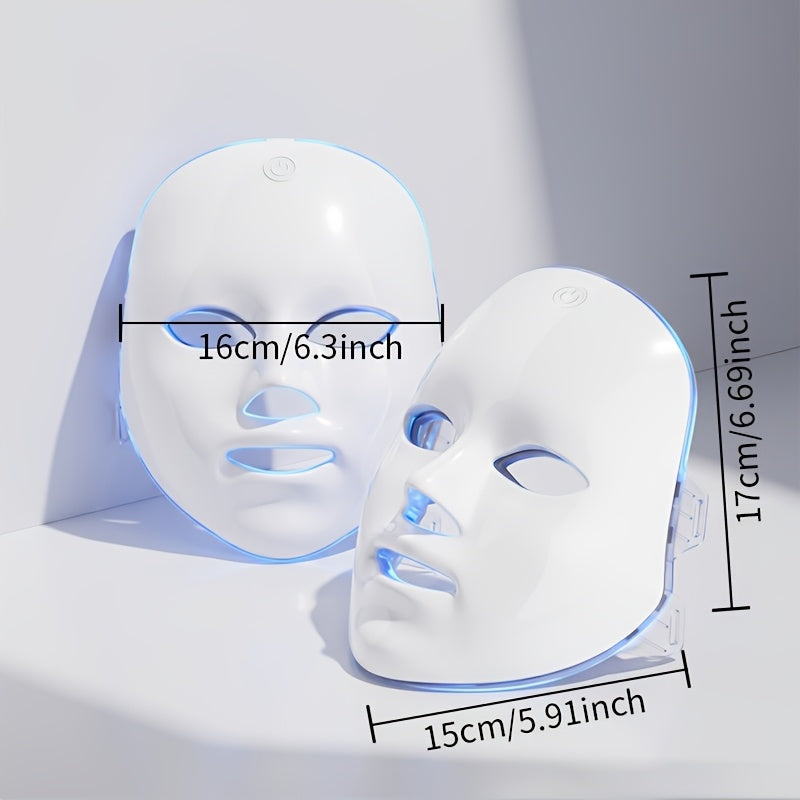 USB-Charging Facial Beauty Mask in White with Listed Seven-Color Design, Portable Personal Skin-Care Instrument for Home Routines and Thoughtful Gift Ideas