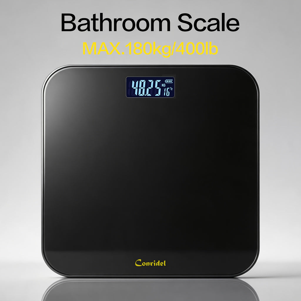 Digital Weight Scale 400lb, High-Precision Bathroom Scale with Clear Digital Display, Ultra Wide Tempered Glass Platform, Battery Powered Body Weight Scale for Home Fitness and Daily Use
