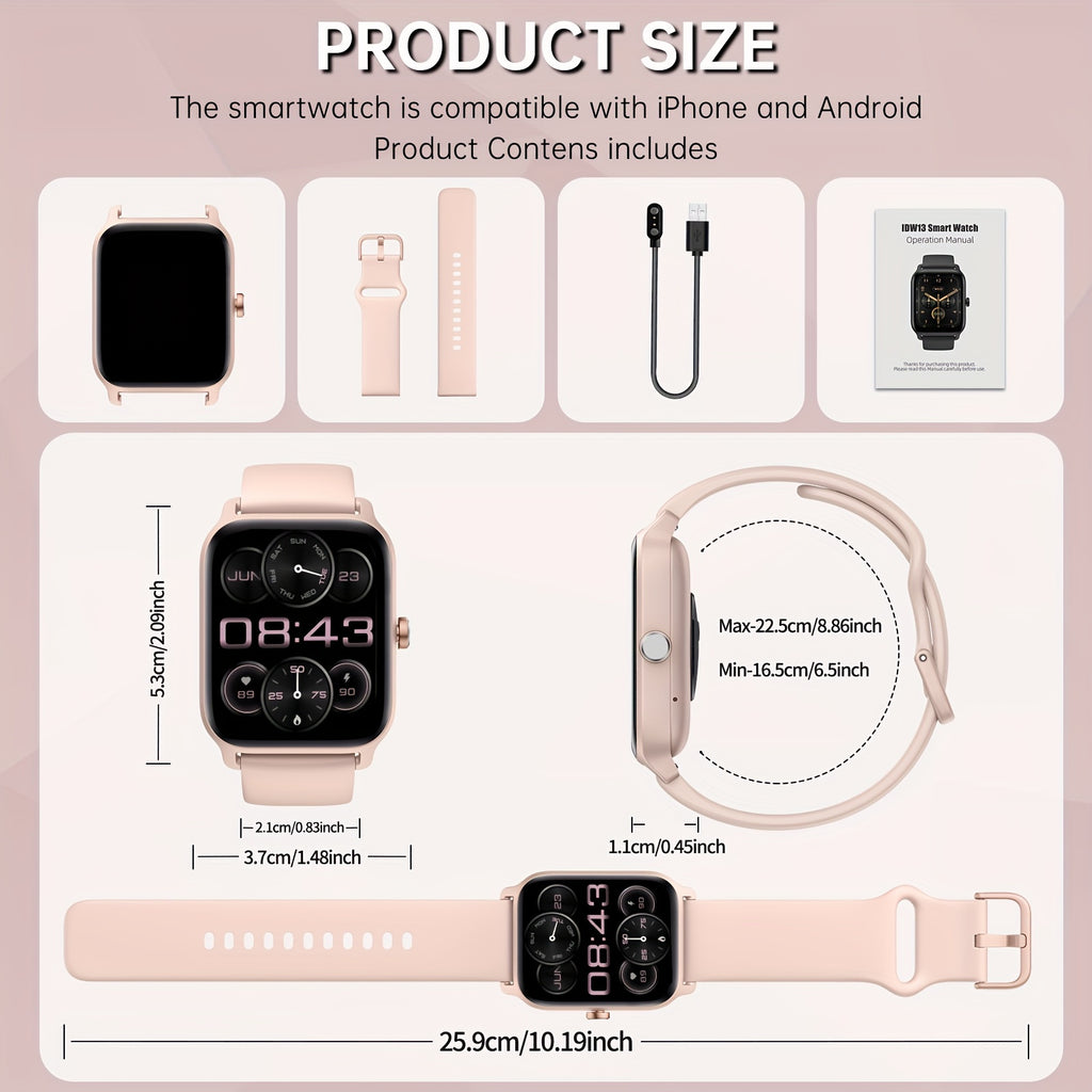 Alexa Smart Watch for Women & Men, 1.8-inch HD Touchscreen Smartwatch with Wireless Calling, 100+ Sports Modes, Fitness & Sleep Tracker, for iPhone Android, Mother's Day Gift