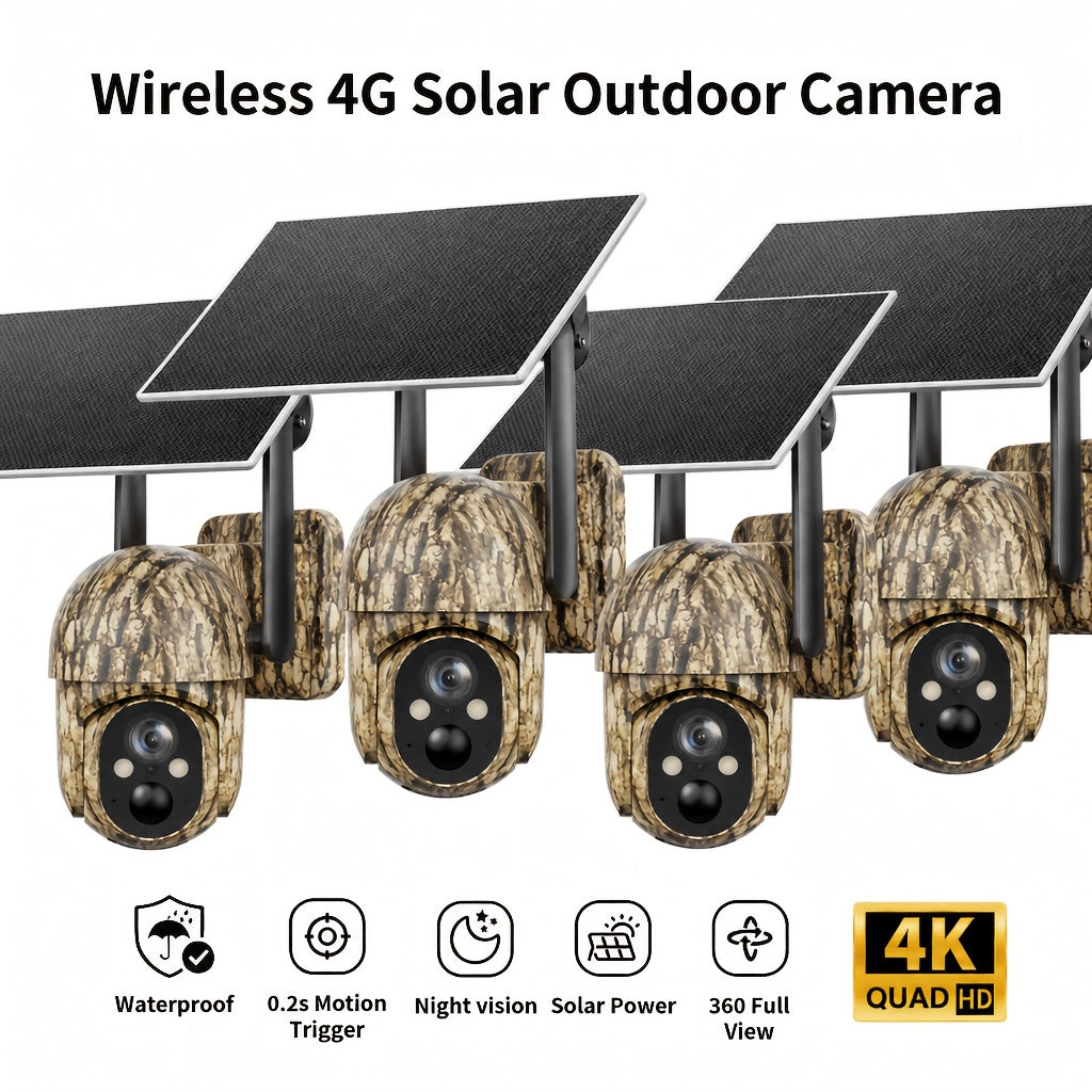 Solar Cellular Security Camera by SEHMUA, 4G LTE Outdoor Monitoring with 4K Live View, Remote Pan Tilt, Night Vision and Two-Way Audio for Farms and Ranches