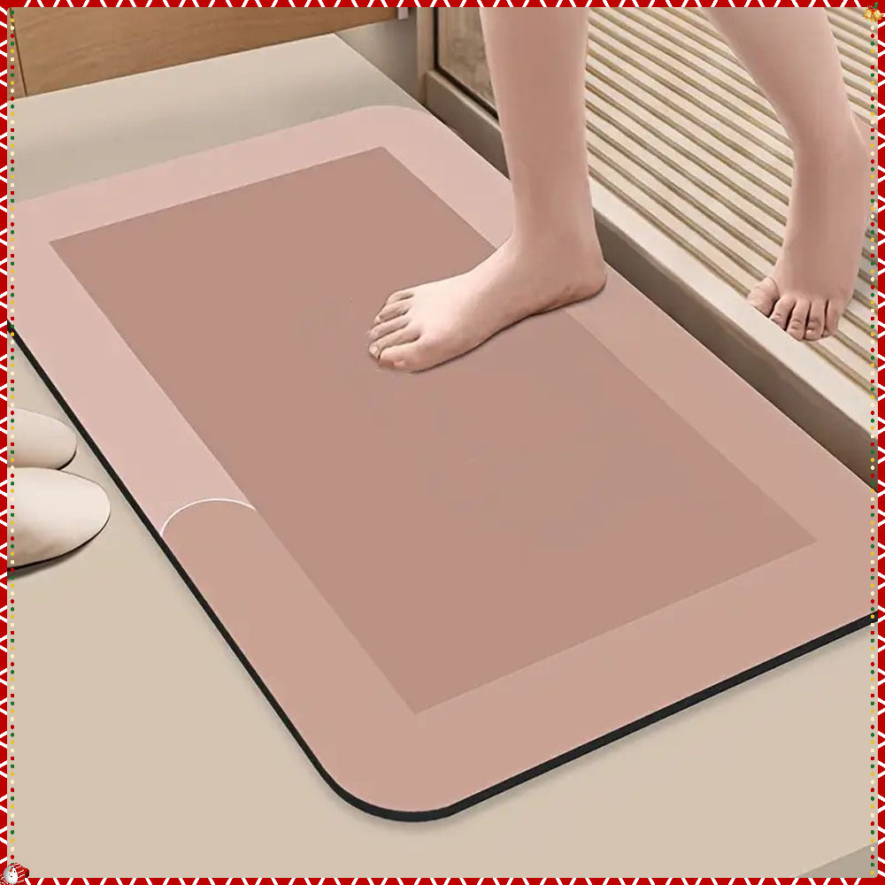 Diatomite Bathroom Floor Mat, Soft Water-Absorbing Bath Mat in Pink or Green with Big Size Options for Shower-Side, Laundry Room and Kitchen Use