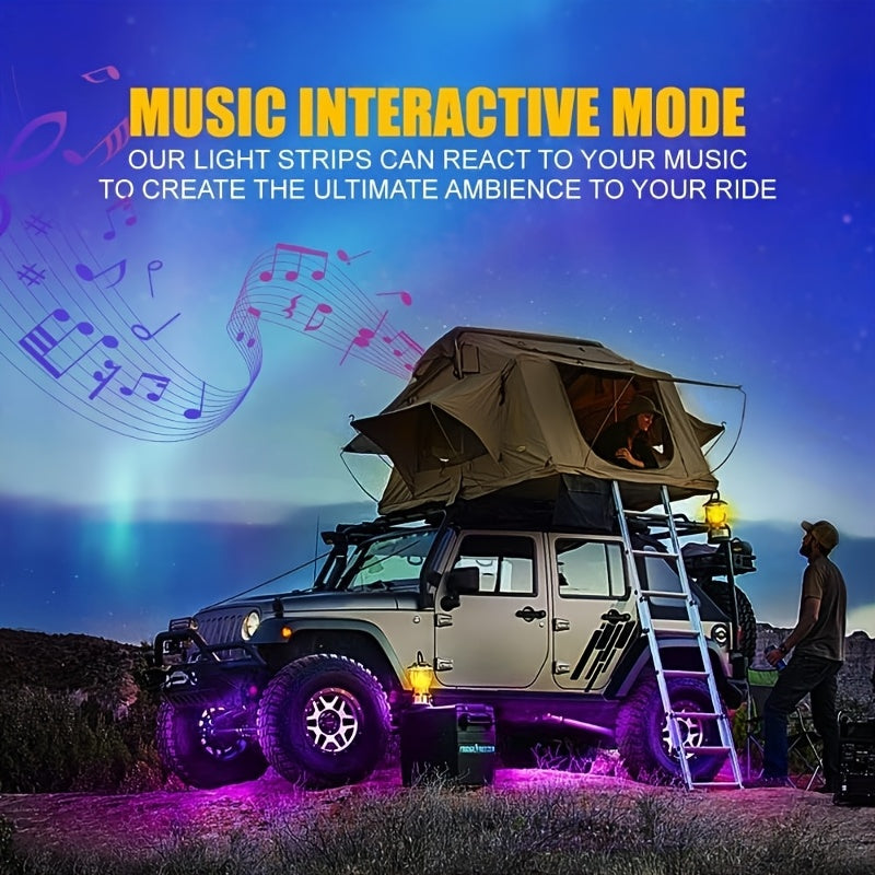 Exterior LED Accent Lighting Kit with Multiple Scene Modes, App and Wireless Control for Compatible Car, Truck and SUV Decorative Vehicle Lighting