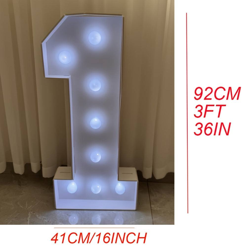 Light Up Party Numbers with Listed 36-Inch 3D KT Board Frames and Cool White Lights, Selected Digit Options for Birthday Backdrops and Anniversary Celebrations