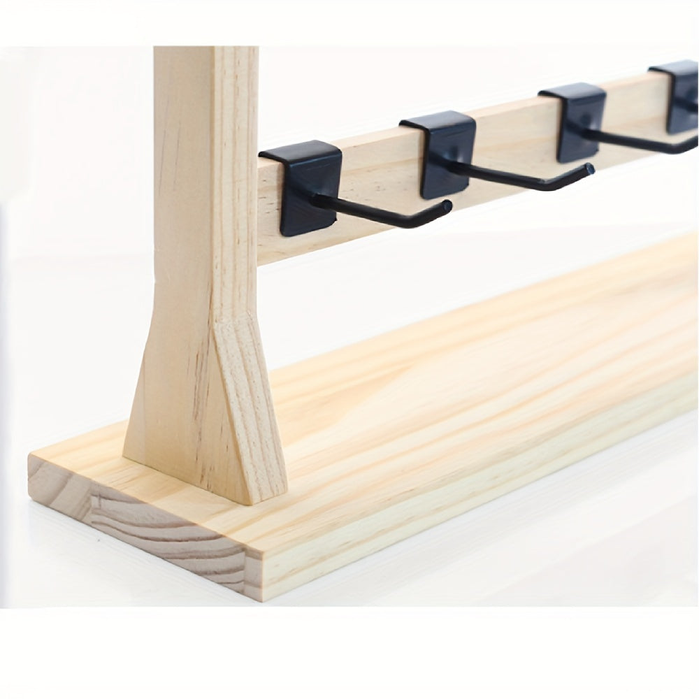 Tiered Wooden Jewelry Display Rack, Earring Card and Necklace Organizer with Removable Metal Hooks in 4, 5 or 6-Layer Light Wood and Oak Color Options