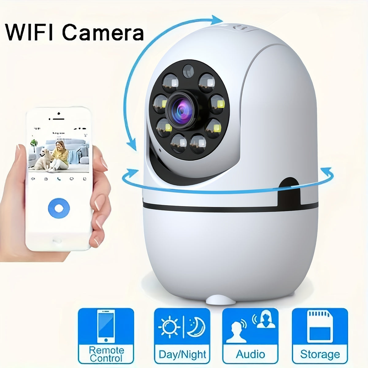 Indoor Pan Tilt Security Cameras, 4-Pack with 355° Pan, Night Vision, Motion Detection, Two-Way Talk, Dual-Band WiFi and Cloud or SD Storage