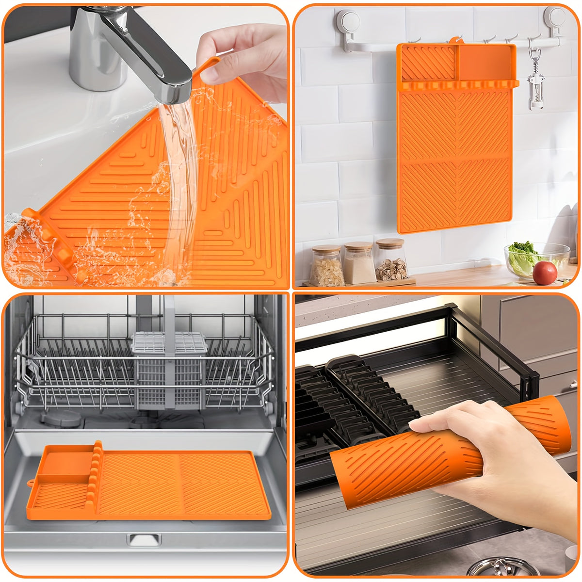 Silicone Griddle Utensil Rest Mat with Raised Edges and Textured Surface, 16 x 11.5 Inch Spatula Drip Pad for Compatible Side Shelves and Kitchen Counters, 1 Pack