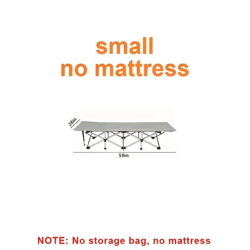 Portable Folding Camping Bed for Adult Guest Rest and Outdoor Trips, Black or Grey Model Labels with Listed 500, 600 or 700 lb Ratings and No Mattress Option