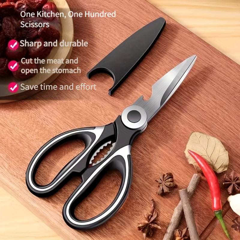 Multifunctional Poultry Shears with Stainless Steel Blades and Ergonomic Handle, Single Pair of Kitchen Scissors for Chicken, Duck, Fish and BBQ Meal Preparation