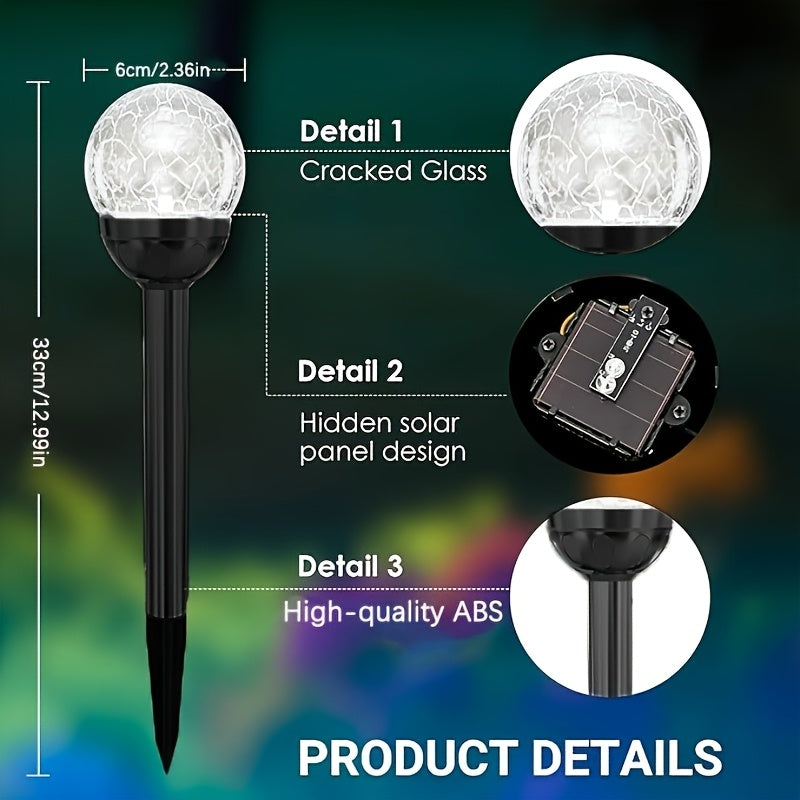 Glass Globe Solar Garden Lights with White and Color-Gradient Modes, 10-Pack Decorative Spherical Outdoor Lighting for Lawn and Courtyard Displays