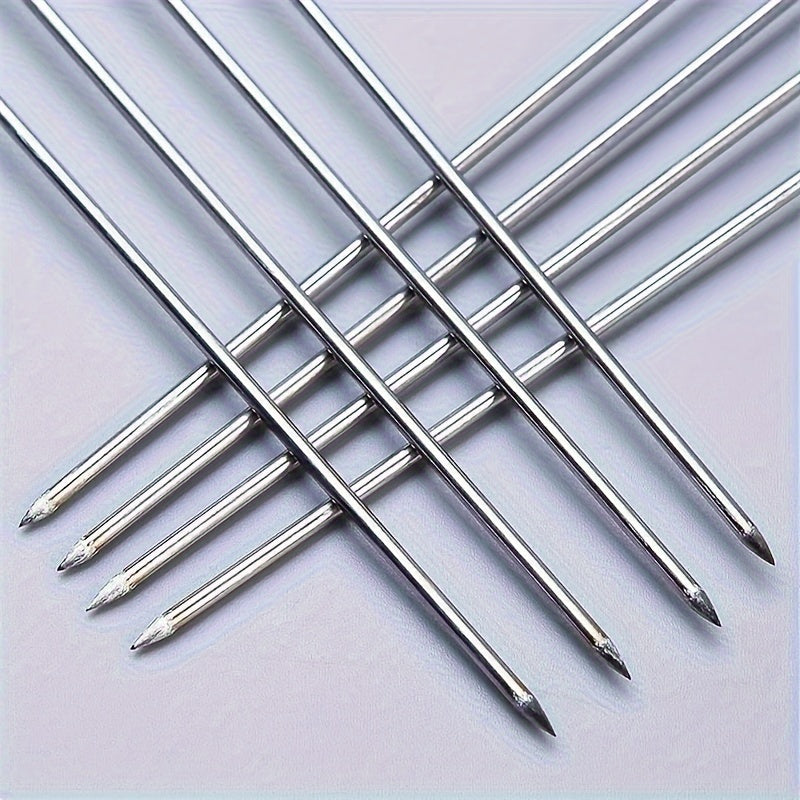 10pcs Stainless Steel Skewers, Multi-Functional Metal BBQ Skewers with Wooden Handles, Stainless Steel Grilling Skewer Sticks for Outdoor Cooking and Barbecue Supplies
