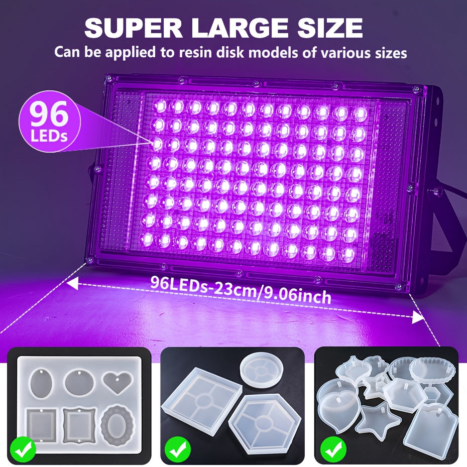 USB Resin Curing Lamp with 96 LEDs, Listed 5V Power Input, Cord and Switch in Dark Violet or Purple for Compatible Resin Jewelry, Molds and DIY Craft Projects