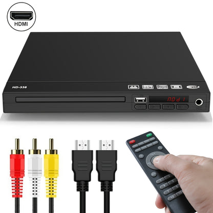 Region-Free DVD Player in Black HDTV Version with Listed 1080P Output, HDMI and RCA Connections, USB Media Playback, CD and MP3 Support and Remote Control