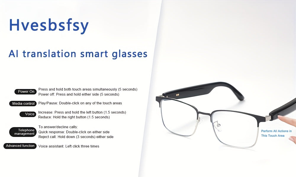 Translation Glasses with 164-Language Support, Photochromic Lens Options, Four AI Interpretation Modes and Meeting Recording for Travel and Business