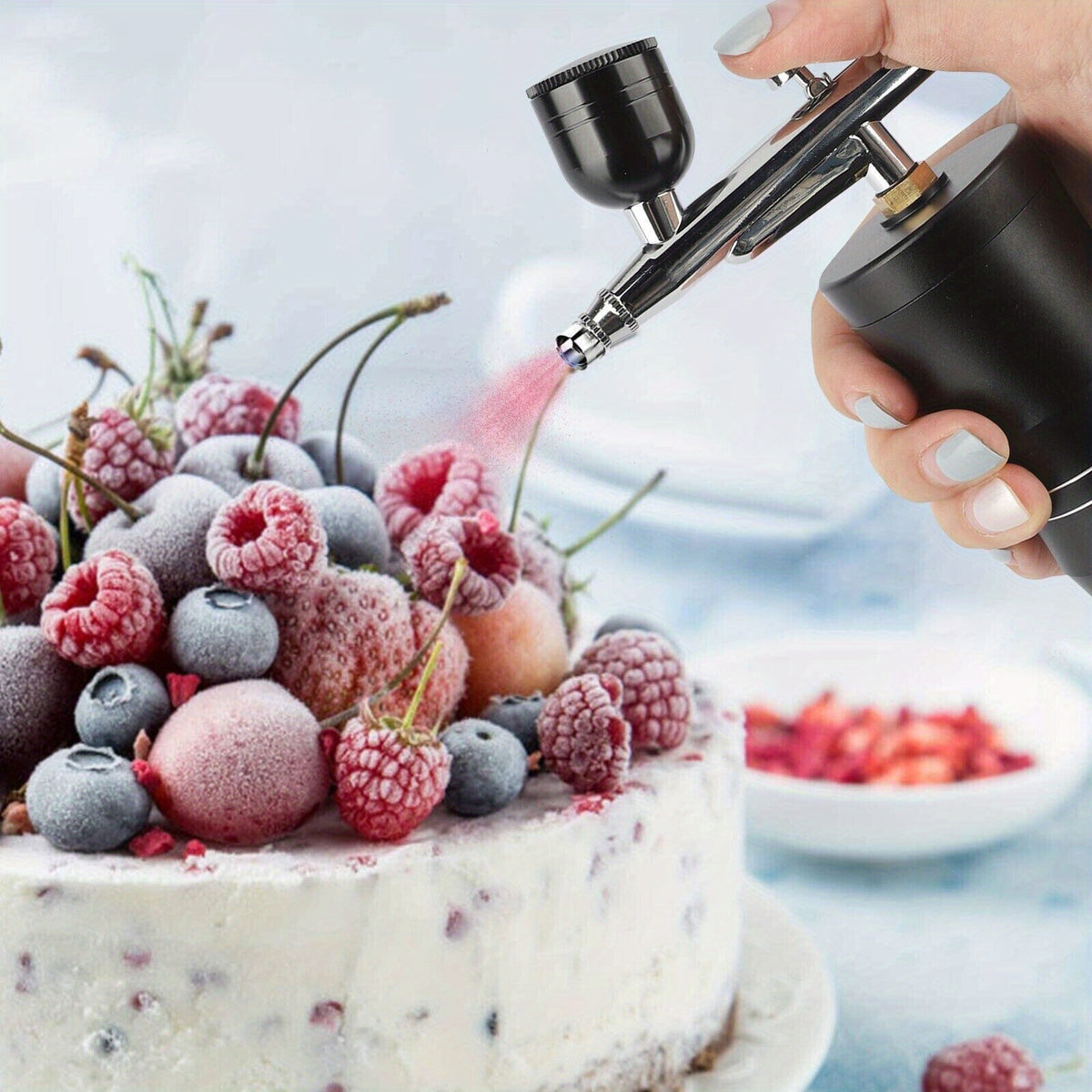 Portable Airbrush Kit with Mini Compressor, Black Aluminum Alloy Air Brush with Nozzle and Cleaning Brush Set for Art, Models and Nail Designs