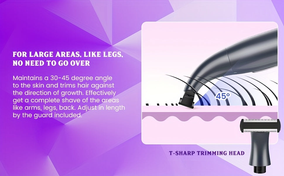 Bikini Trimmer for Women, 4-in-1 Painless Electric Shaver for Face, Eyebrows, Ear and Nose, Cordless Body Shaver with Replaceable Heads for Bikini Line, Arms and Legs, Rechargeable 500mAh, for Travel