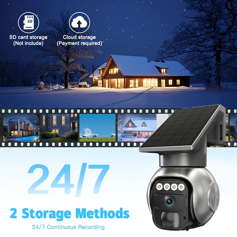 3MP Cellular Solar Security Camera with No-WiFi 4G LTE, Pan Tilt Human Tracking, Night Vision and Two-Way Audio for Farm, Ranch and Rural Home Monitoring