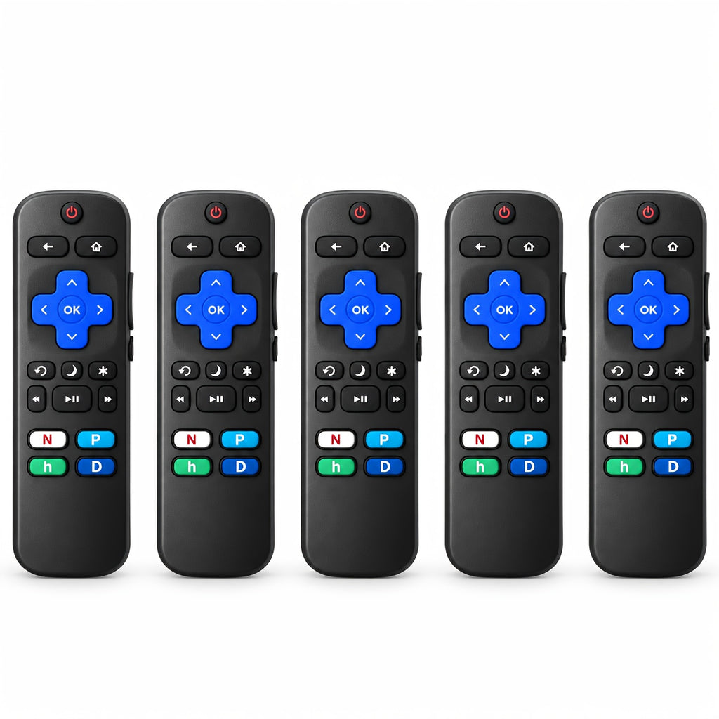 Replacement Remote for Roku TV 5-Pack, Spare TV Controls for Compatible TCL, Hisense, Onn and Other Listed Roku TV Models, Not for Roku Stick or Box