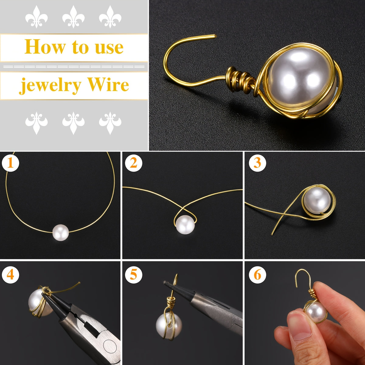 20 Gauge Jewelry Making Wire with Pliers, Two Gold-Tone and Silver-Tone Rolls for Decorative Beading, Wire Wrapping and Personalized Handmade Craft Projects