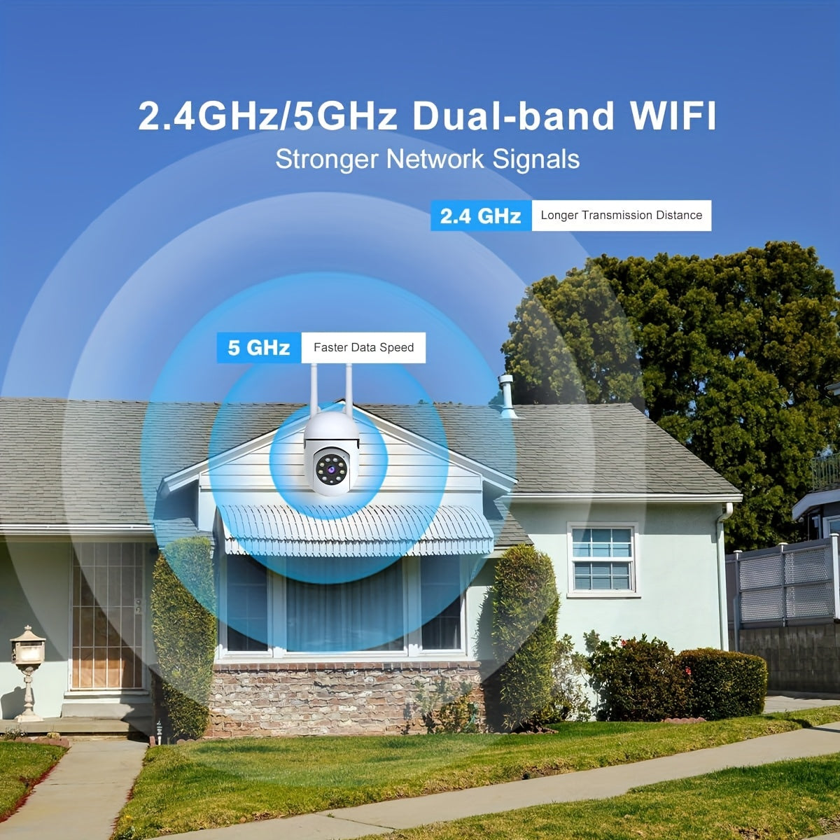 2K Security Camera 2-Pack, 5G Dual-Band WiFi Cameras with 355° Pan & Tilt, 2K QHD, AI Motion Detection & Tracking, Color Night Vision, Two-Way Audio, 256GB SD & Cloud, Festival Gift