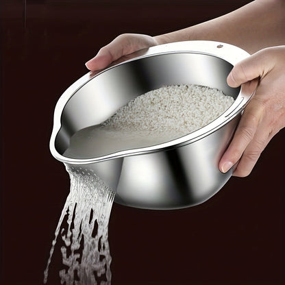 Large Stainless Steel Colander with 5.5QT Listed Capacity, Dishwasher-Safe Kitchen Strainer Basket for Draining Pasta and Rinsing Vegetables and Fruit