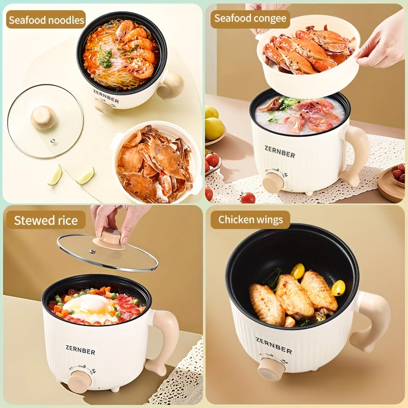 Plug-In Ramen Cooking Pot with Listed Nonstick Interior, 1.8 or 3.5 Liter Capacity Labels and Milky White or Purple Larger Options for Soup, Noodles and Oatmeal