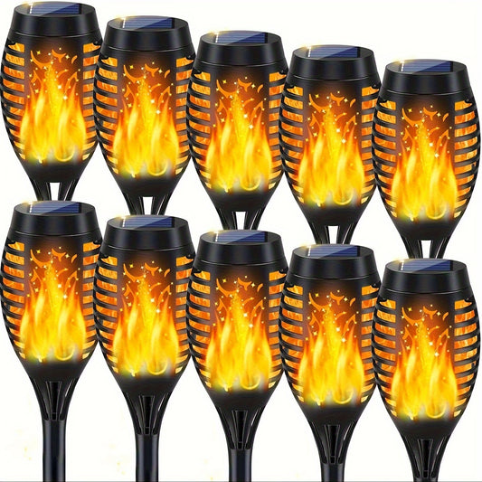 Solar Flickering Flame Lights with Listed IP55 Rating and Automatic On/Off, 10, 12 or 24-Light Garden Decor Options Plus Halloween Purple Selection