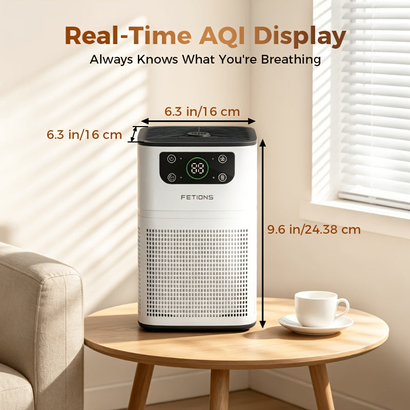 Compact H13 Air Purifier with Aromatherapy Pad, 3-Stage Filtration, Four Fan Speeds, Sleep Mode and Filter-Life Display for Bedroom and Home Office