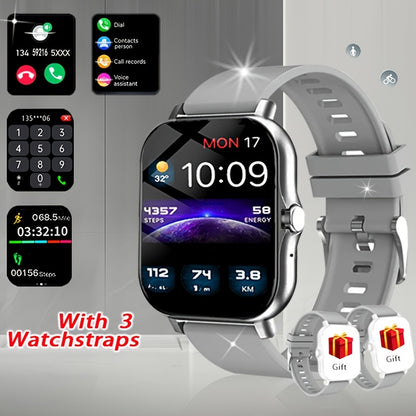 1.83-Inch Full Touchscreen Smart Watch with USB Rechargeable 180mAh Battery, Multi-Sport Modes and Remote Camera Functions, Golden or Silvery Silicone Strap Options