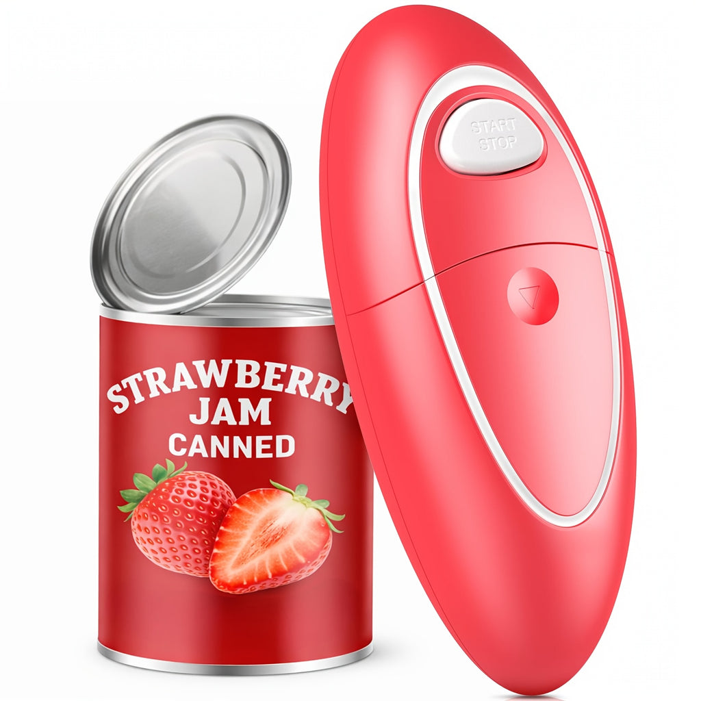 Automatic Battery Can Opener with One-Touch Cutting, Listed Smooth-Edge Electric Kitchen Tool in New Black and Red Gray Options for Pantry Meal Prep