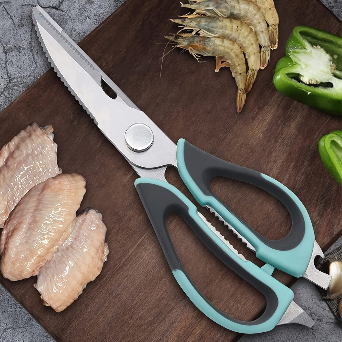 Detachable Kitchen Shears with Magnetic Holder, 7-in-1 Stainless Steel Food Scissors for Meat and Fish Prep, Bottle Opening and Everyday Home Cooking