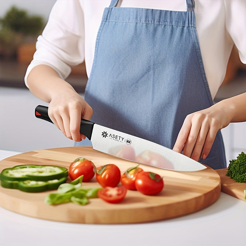 Asety Kitchen Knife Set with PP Handles, 15-Piece Cutlery Selection in Standard or Black Spray Paint Models for Everyday Home Cooking and Ingredient Preparation