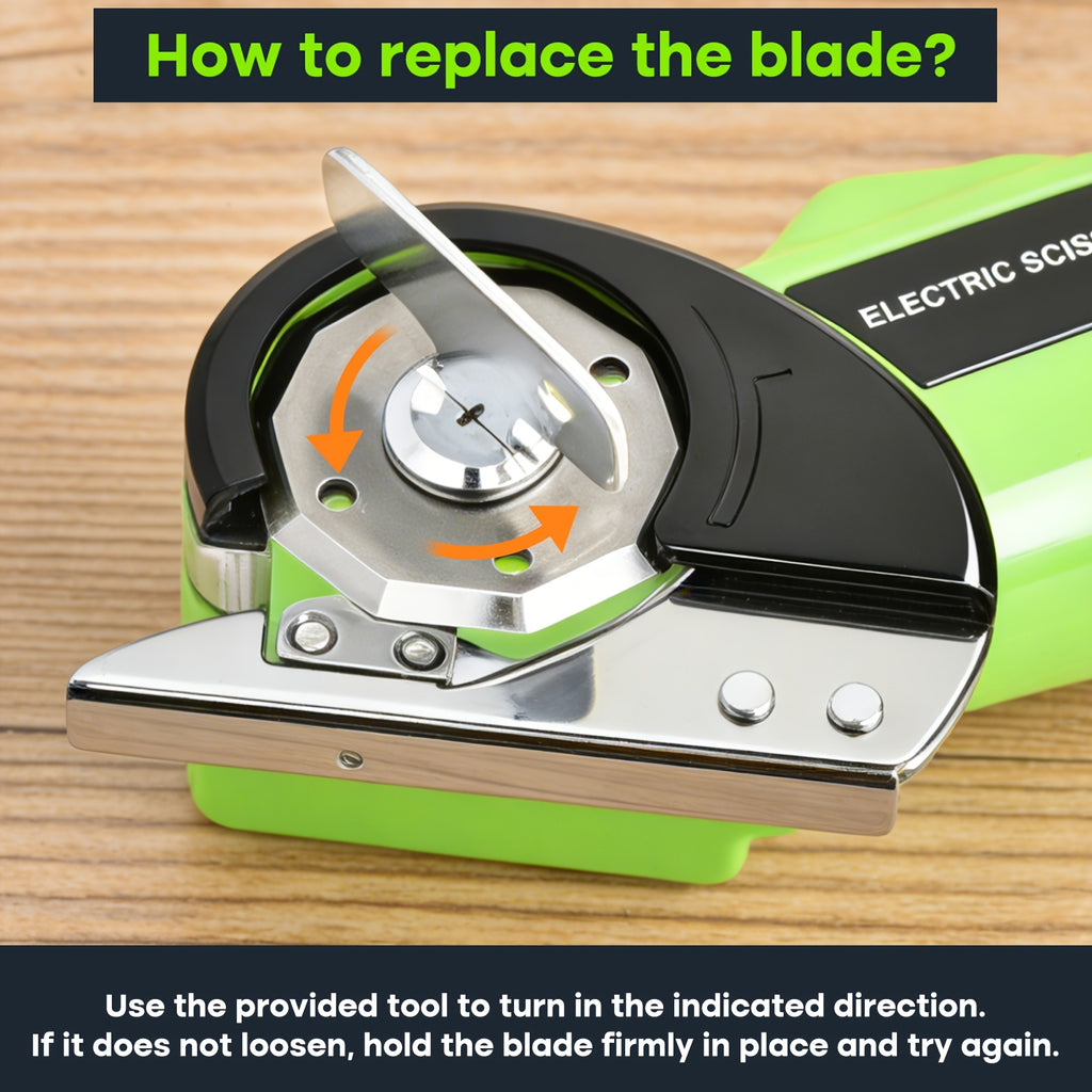 Cordless Electric Scissors in Green with Listed 4V Power, 2000mAh Battery, Three Rotary Blades, Safety Lock and USB Cable for Compatible DIY Cutting